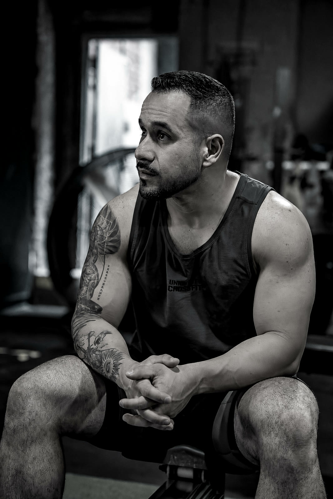 Coach Demetrius Santos, CrossFit and HYROX performance coach, at his gym in Union City, NJ